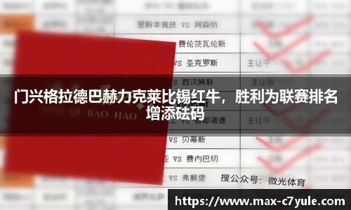 门兴格拉德巴赫力克莱比锡红牛，胜利为联赛排名增添砝码