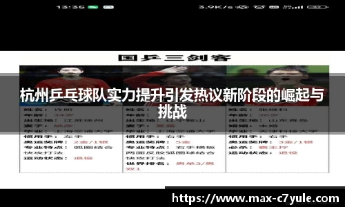 杭州乒乓球队实力提升引发热议新阶段的崛起与挑战
